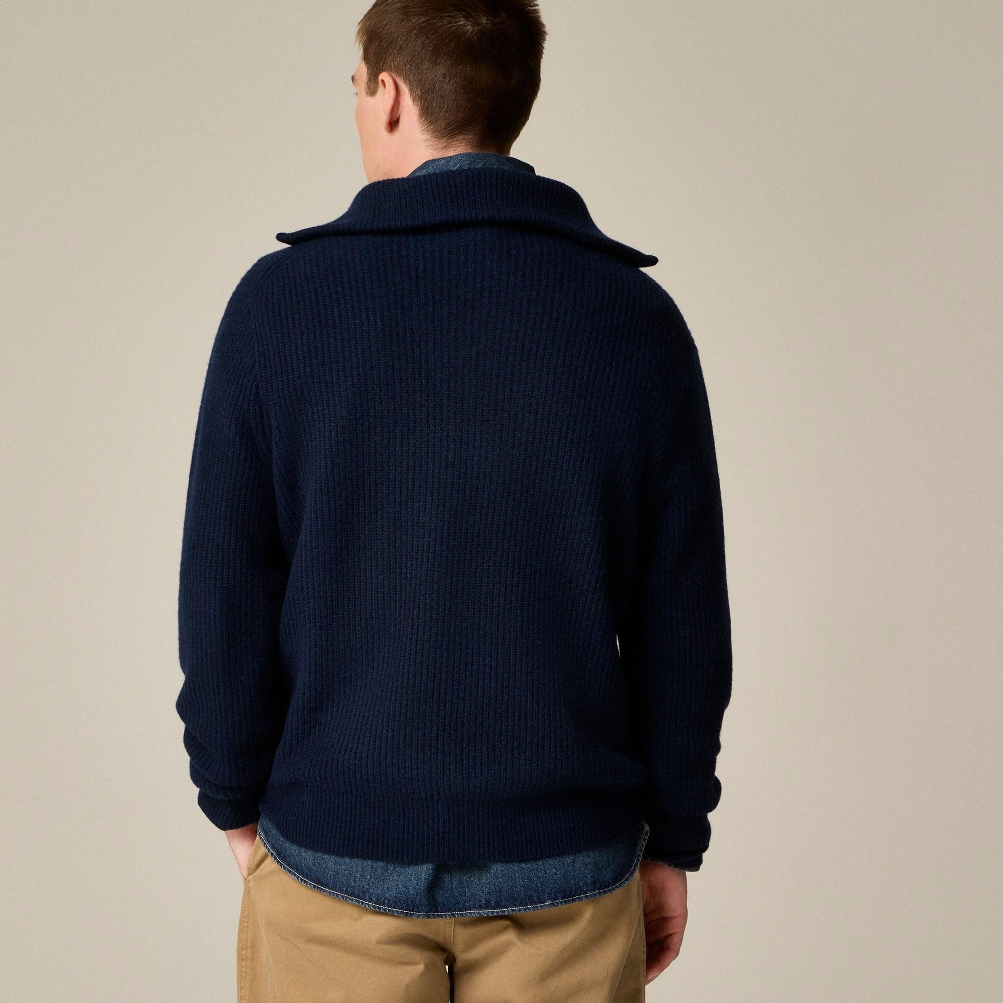 Midweight cashmere ribbed half-zip ski sweater Product Image