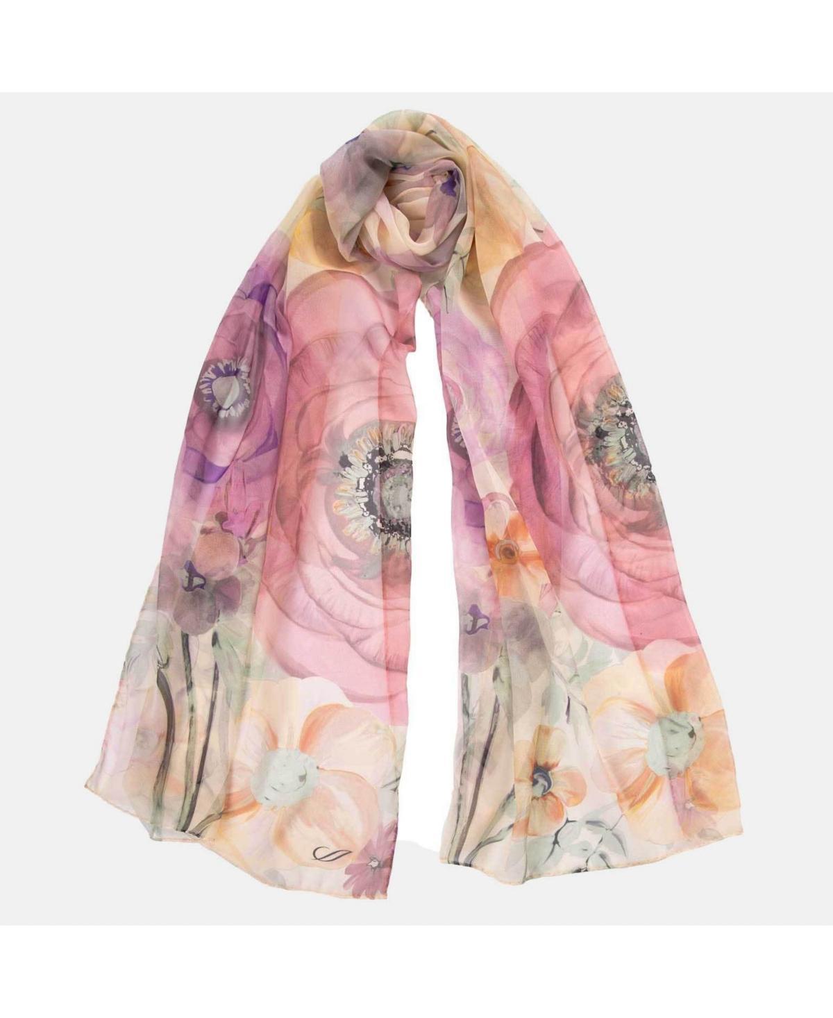 Campo de Fiori - Long Sheer Silk Scarf for Women - Lavender Product Image