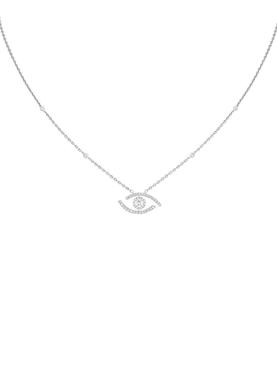 Womens Lucky Eye 18K White Gold & Pav Diamond Necklace Product Image