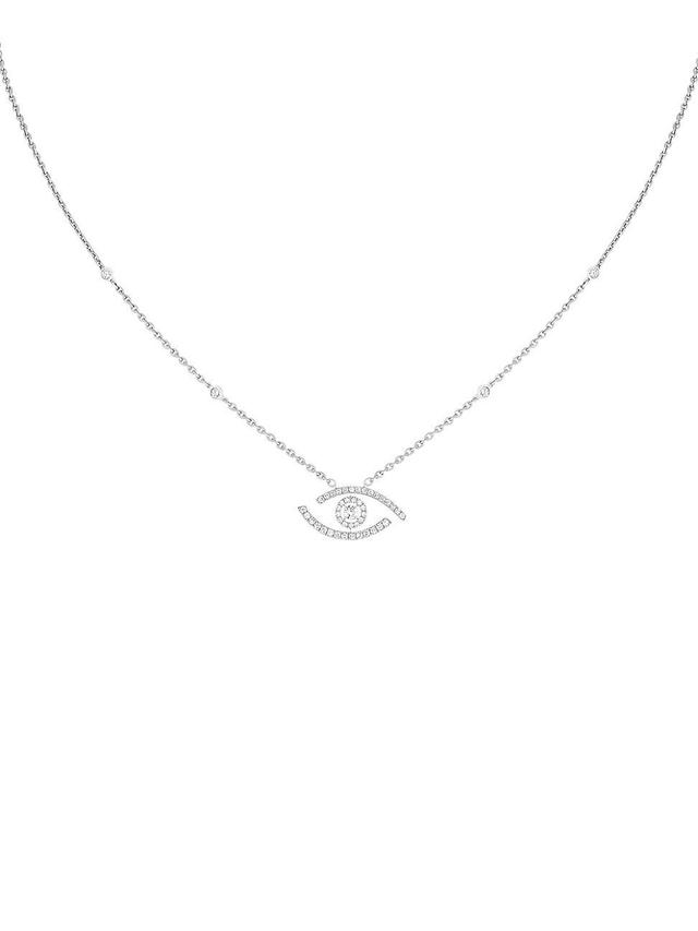 Womens Lucky Eye 18K White Gold & Pav Diamond Necklace Product Image