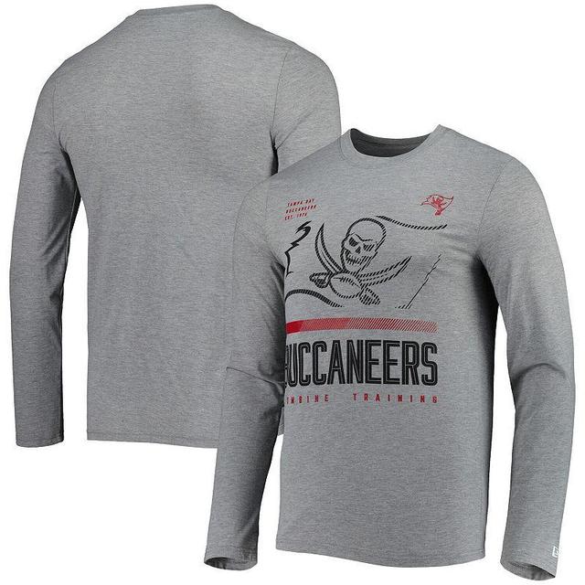 Mens New Era Heathered Gray Tampa Bay Buccaneers Combine Authentic Red Zone Long Sleeve T-Shirt Product Image