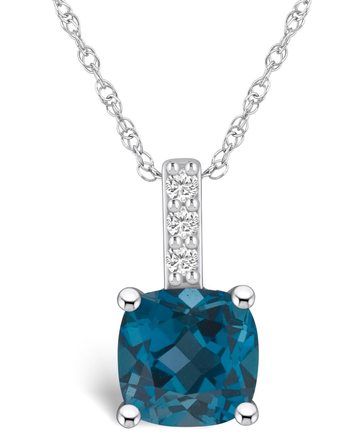 Alyson Layne 14k White Gold Cushion London Blue Topaz & Diamond Accent Pendant Necklace, Womens Product Image