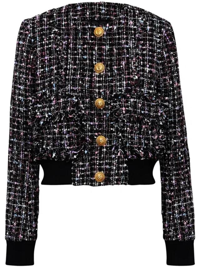 Buttoned Tweed Blouson In Multicolour Product Image