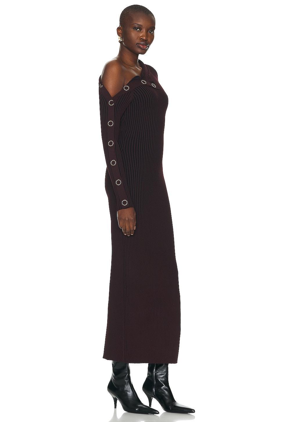 NICHOLAS Adina Long Sleeve Midi Dress With Snaps in Garnet - Burgundy. Size L (also in M, S, XS). Product Image