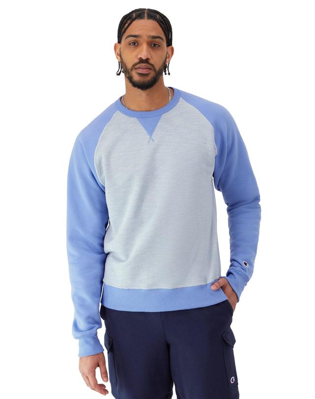 Mens Champion Powerblend Crewneck Sweatshirt, Striped Black/Manhattan Mist/Black S Product Image