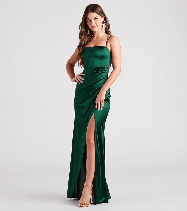 Tammy Formal Satin Strappy Back Dress Product Image