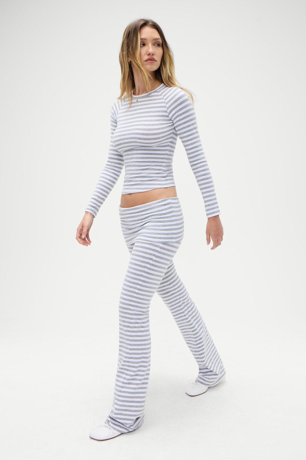 Avenue Cotton Flare Legging - Hazy Stripe Product Image