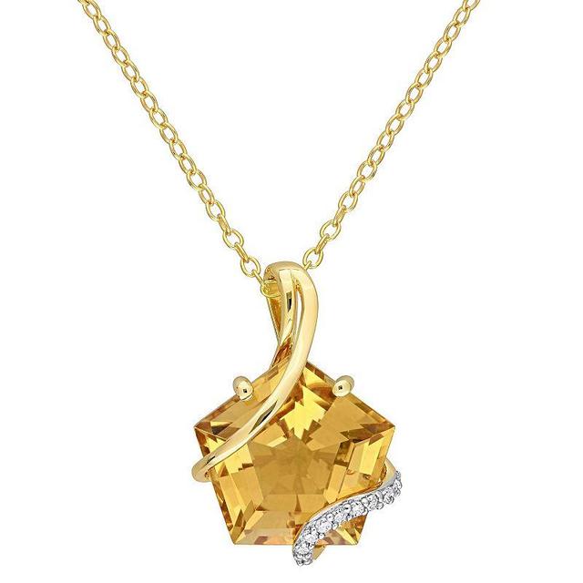 Stella Grace 18k Gold Over Silver Citrine & Diamond Accent Wrapped Pendant Necklace, Womens Gold Tone Product Image