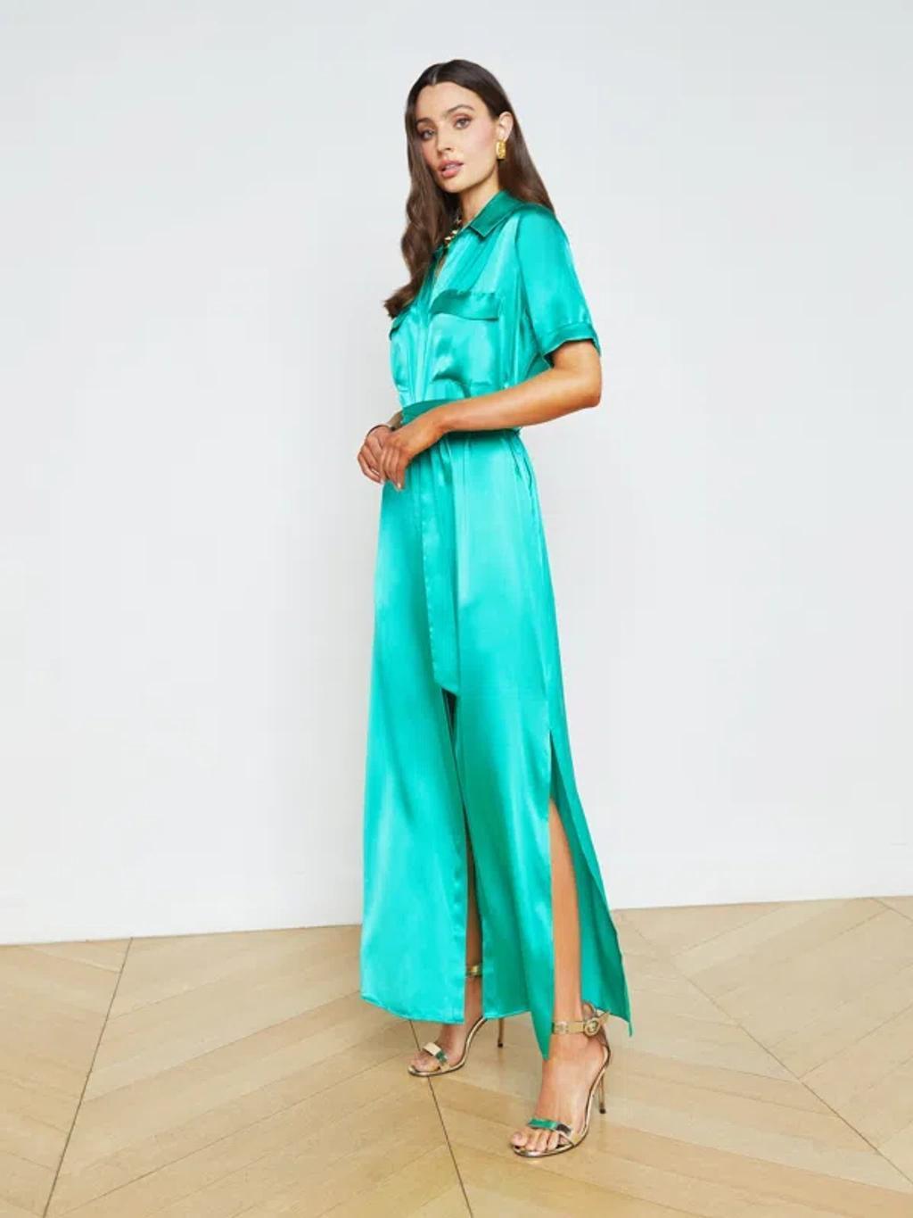 Klement Silk Shirt Dress In Bright Seafoam Product Image