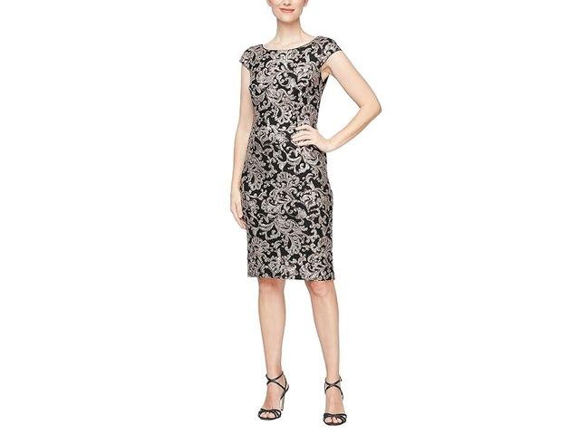 Alex Evenings Sequin Cap Sleeve Sheath Cocktail Dress Product Image