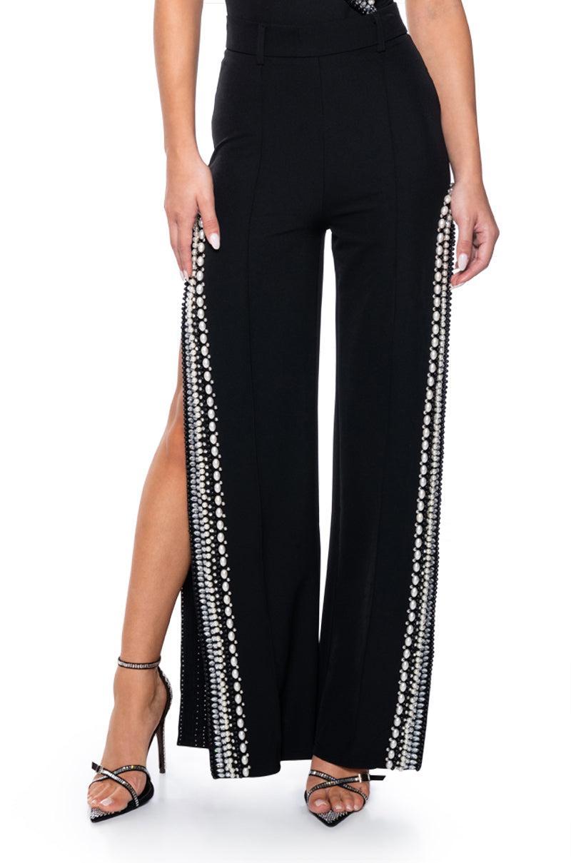 LUXURIOUS PANTS WITH SIDE SLITS Product Image