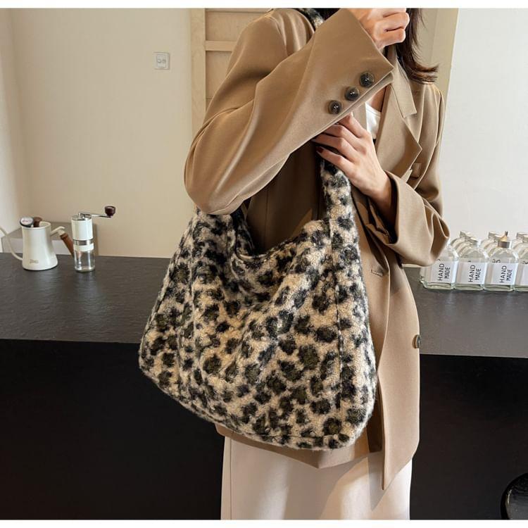 Leopard Patterned Boucle Tote Bag Product Image