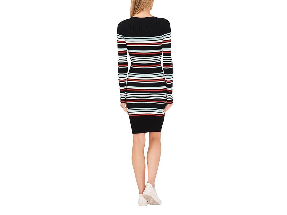 CeCe Stripe Long Sleeve Ribbed Sweater Dress Product Image