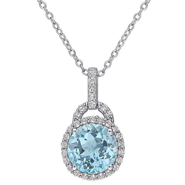 Stella Grace Sterling Silver White & Blue Topaz Drop Pendant Necklace, Womens Multicolor Product Image