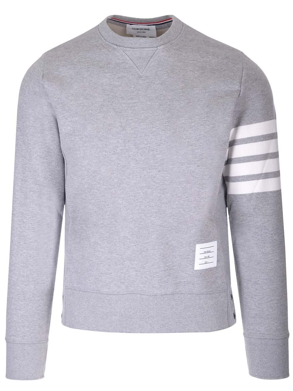 THOM BROWNE Cotton Jersey Logo Sweatshirt In Light Grey Product Image