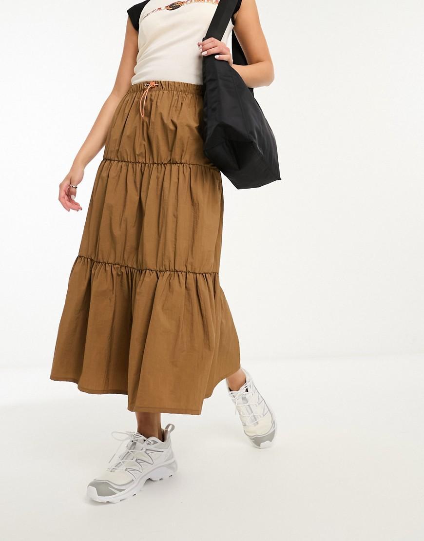 Basic Pleasure Mode solstice tiered maxi skirt in chocolate product image