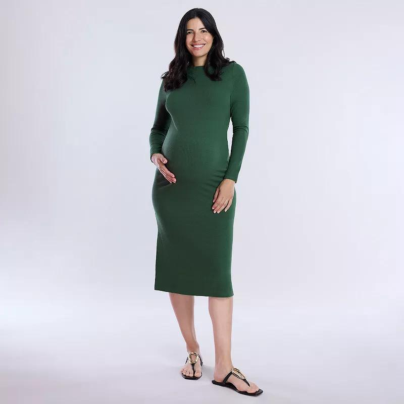 Maternity Motherhood Rib Column Midi Dress, Womens Product Image