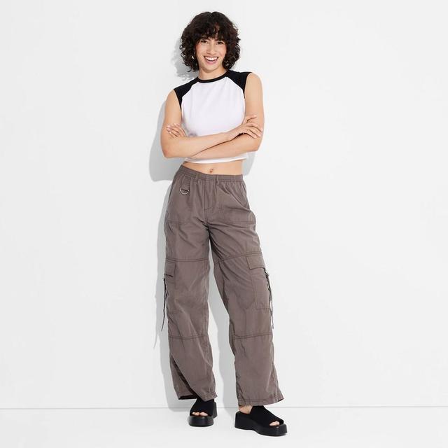 Womens Mid-Rise Wide Leg Cargo Pants - Wild Fable Pewter XS Product Image