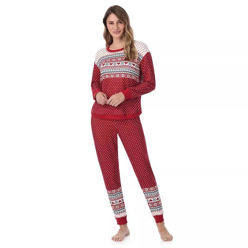 Petite Cuddl Duds Sweater Knit Crewneck Pajama Top & Jogger Pajama Bottoms Set, Womens Product Image