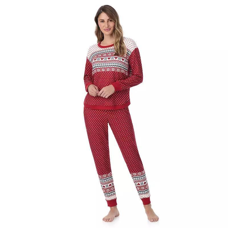 Petite Cuddl Duds Sweater Knit Crewneck Pajama Top & Jogger Pajama Bottoms Set, Womens Product Image