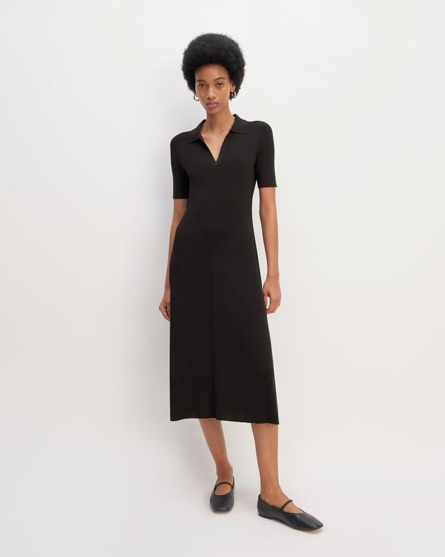 The Viscose Knit Polo Midi Dress Product Image