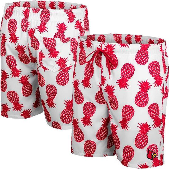 Mens Colosseum White Louisville Cardinals Pineapples Swim Shorts Product Image