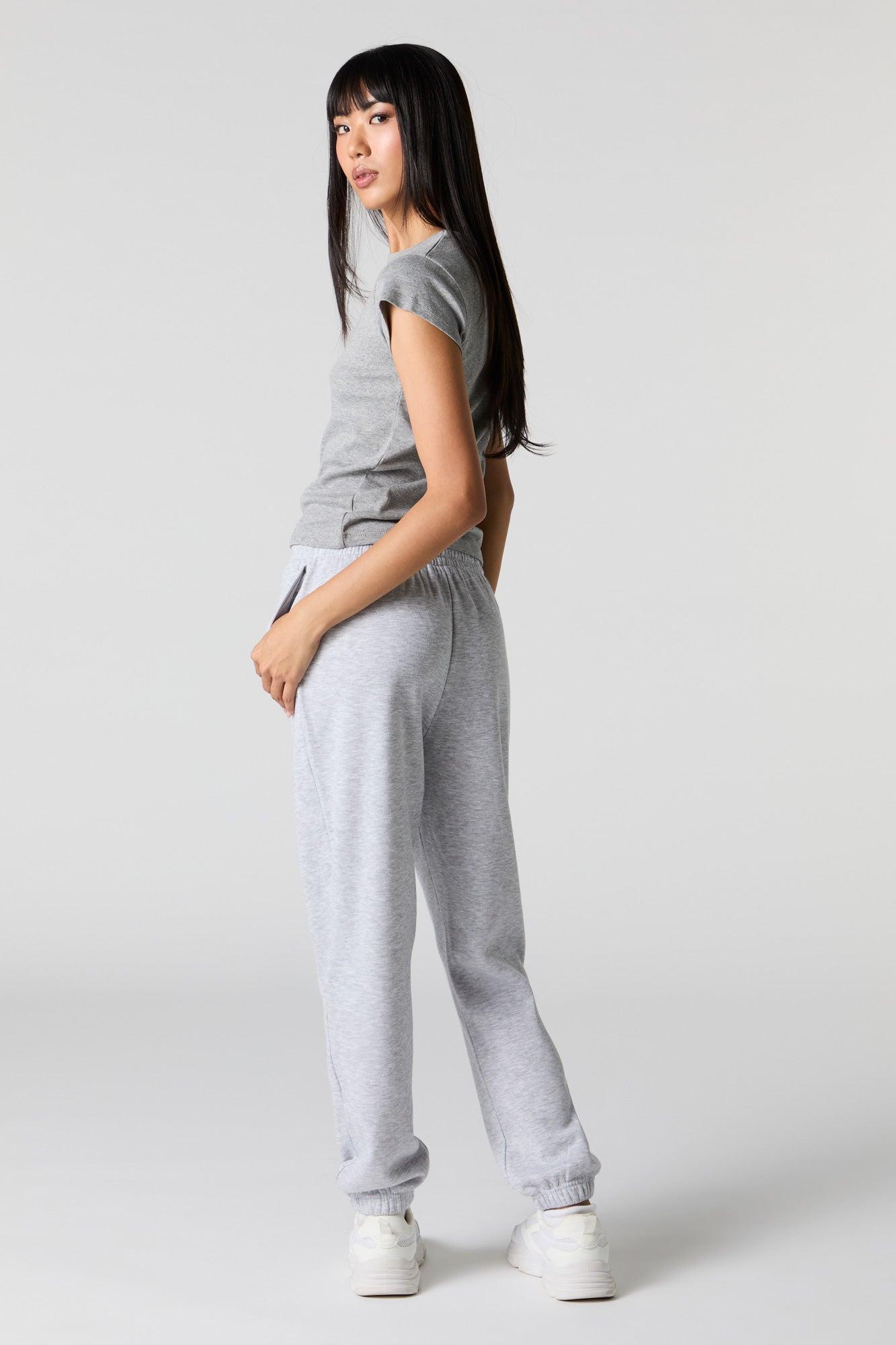 High Rise Solid Fleece Jogger Female Product Image