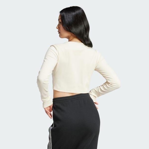 Essentials Ribbed Crop Long Sleeve Tee Product Image