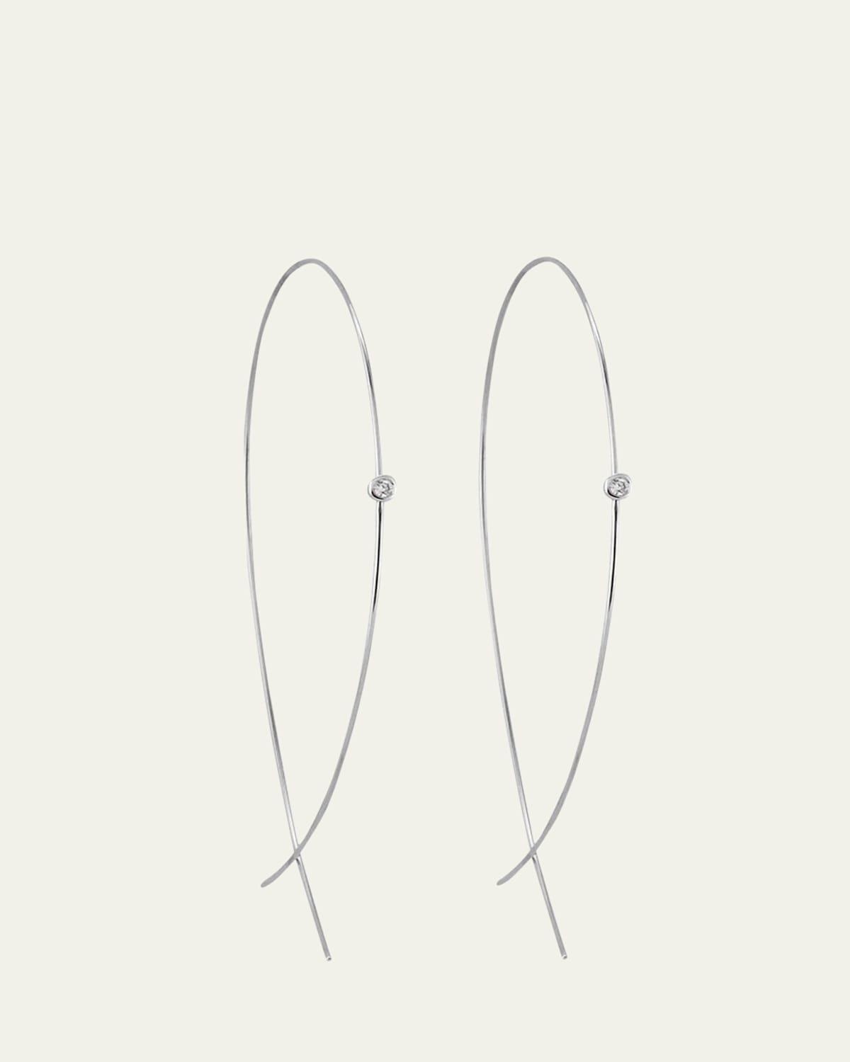 Large Upside Down Hoops with Diamonds Product Image