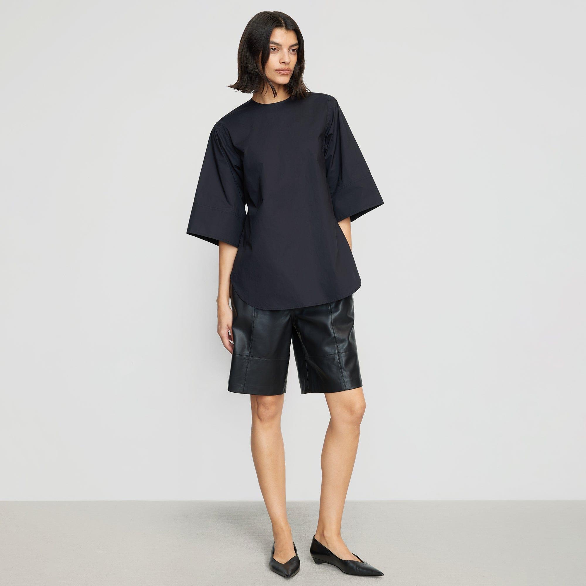 Catie Side-Zip Oversized Tulip-Hem Top Product Image