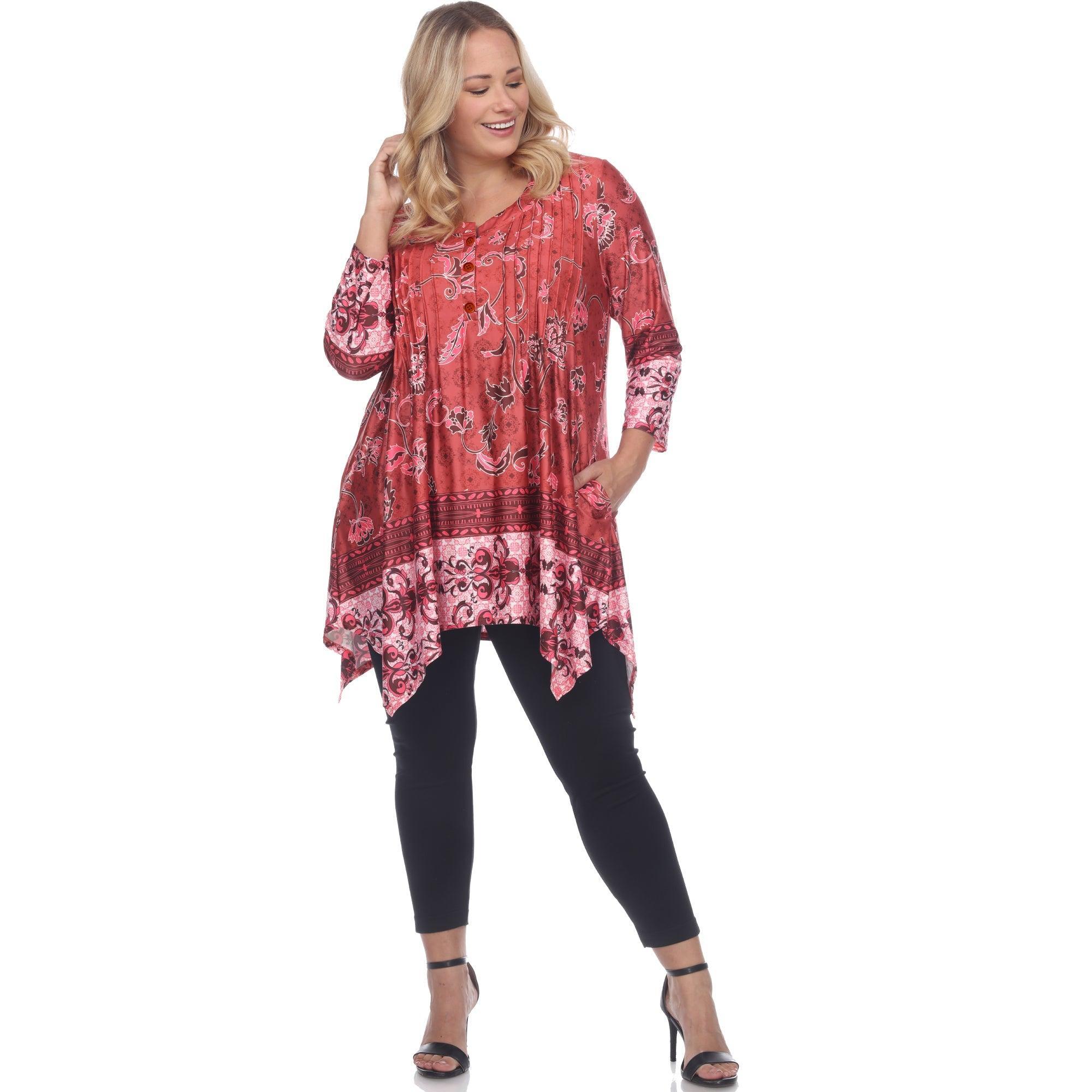 Victorian Print Tunic Top with Pockets - Plus Product Image