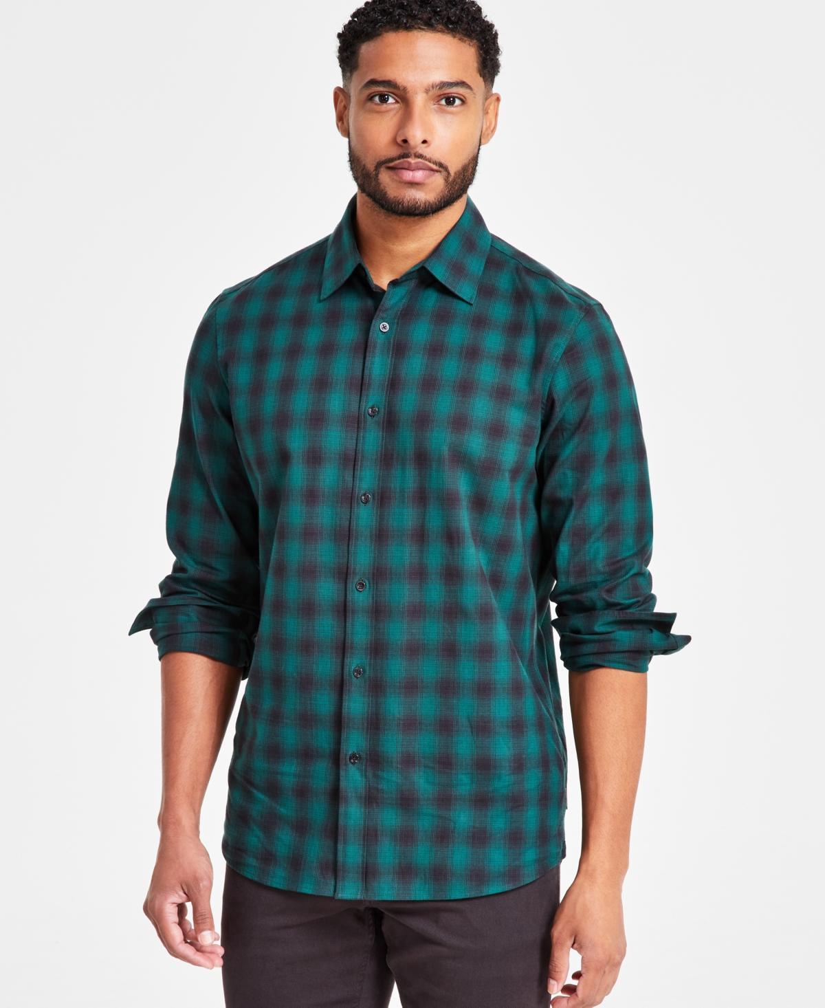 Michael Kors Mens Classic-Fit Shadow Plaid Shirt Product Image