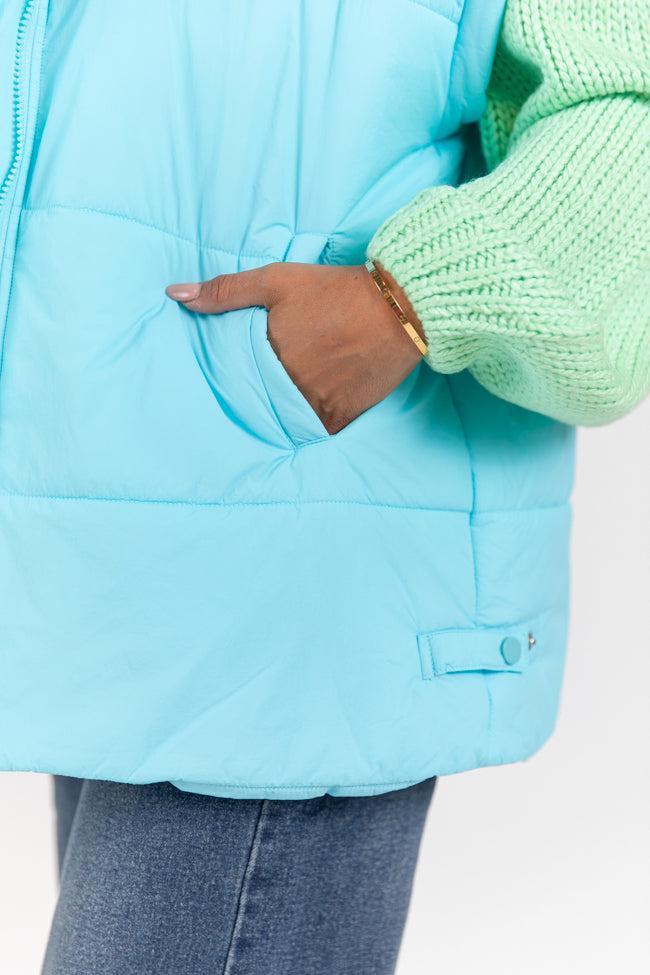 Going Upstate Blue Oversized Puffer Vest Product Image