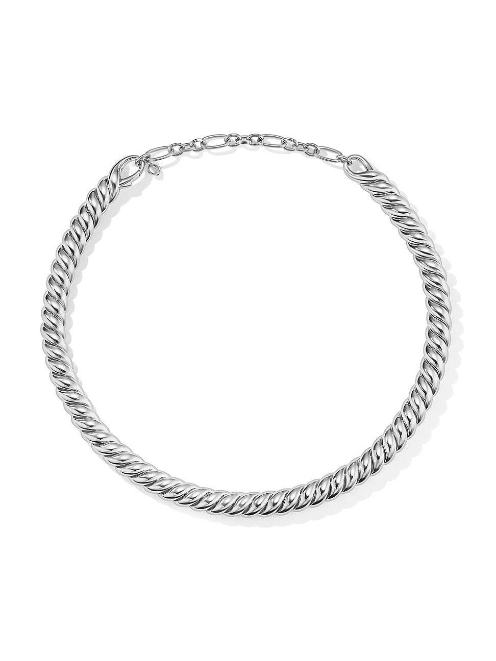 Womens Sculpted Cable Necklace in Sterling Silver, 8.5MM Product Image