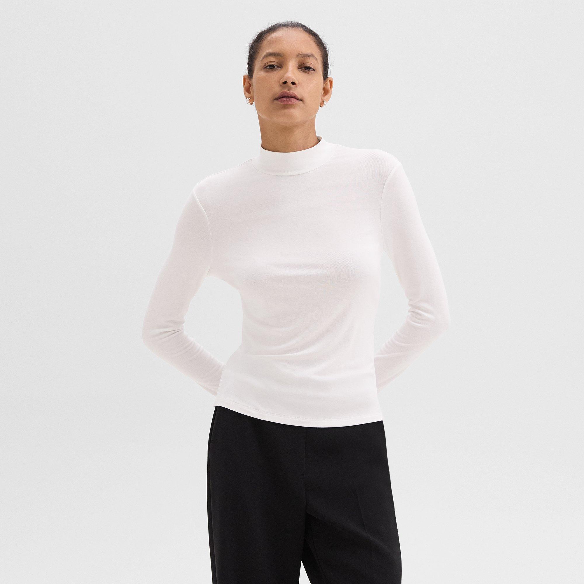 Rib Knit Viscose Mock Neck Top | Theory Product Image