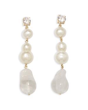 Completedworks Cubic Zirconia & Cultured Freshwater Pearl Linear Drop Earrings Product Image