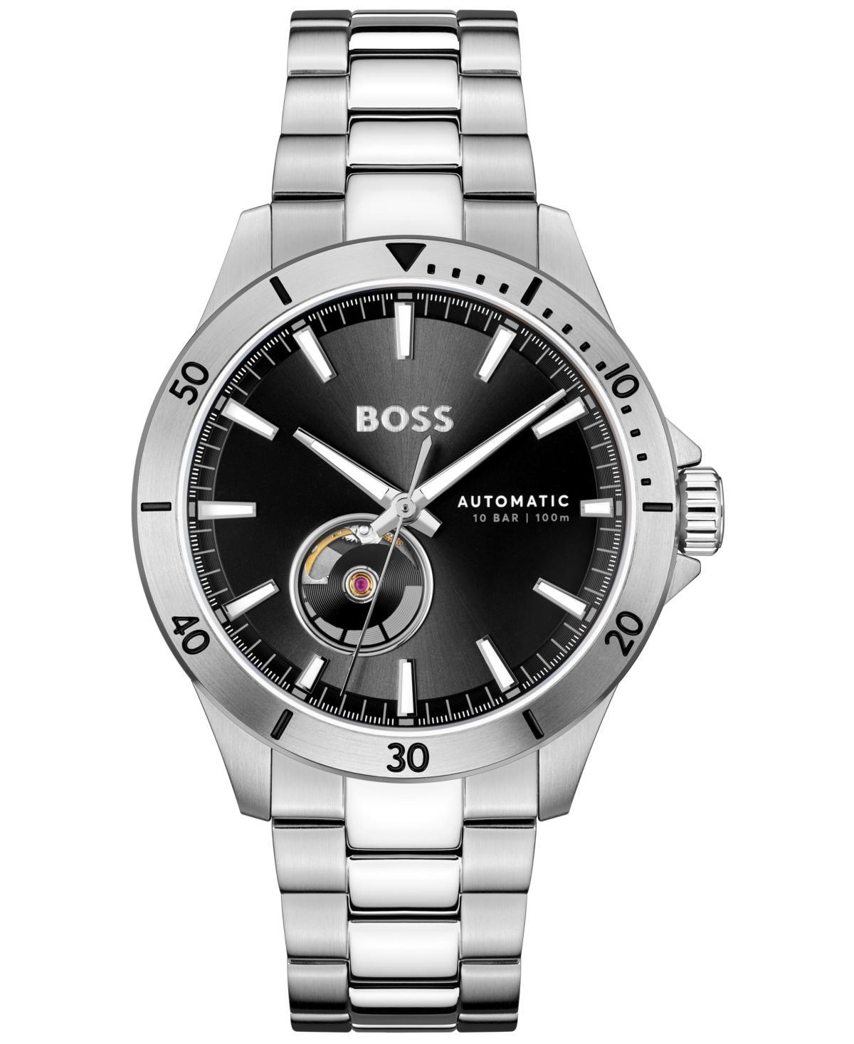 Hugo Boss Mens Trooper Mechanic Automatic Stainless Steel Bracelet Watch Product Image