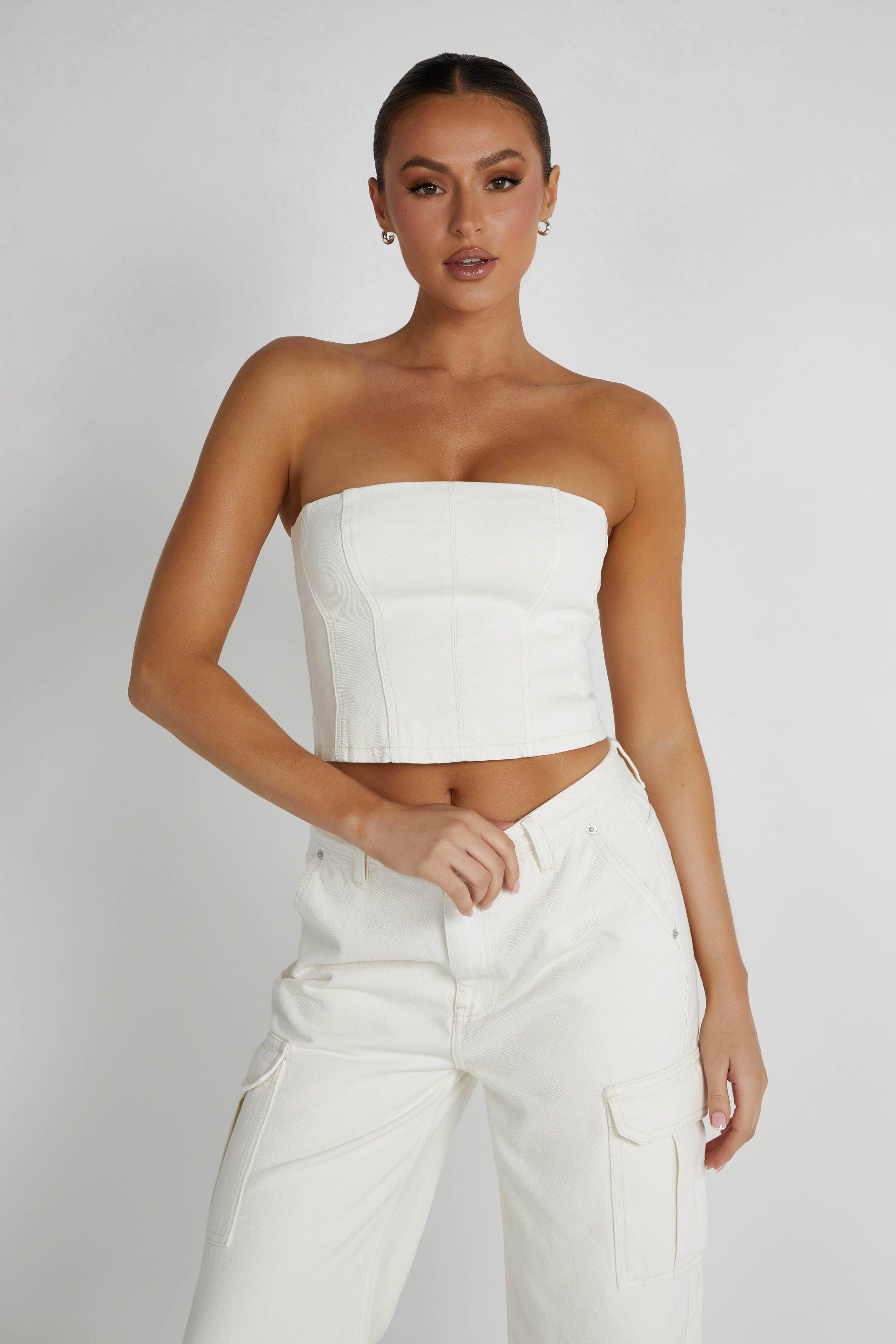 Jordana Denim Tube Top - Ecru Product Image