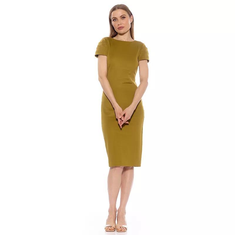 Womens ALEXIA ADMOR Crysta Draped-Sleeve Midi Sheath Dress product image