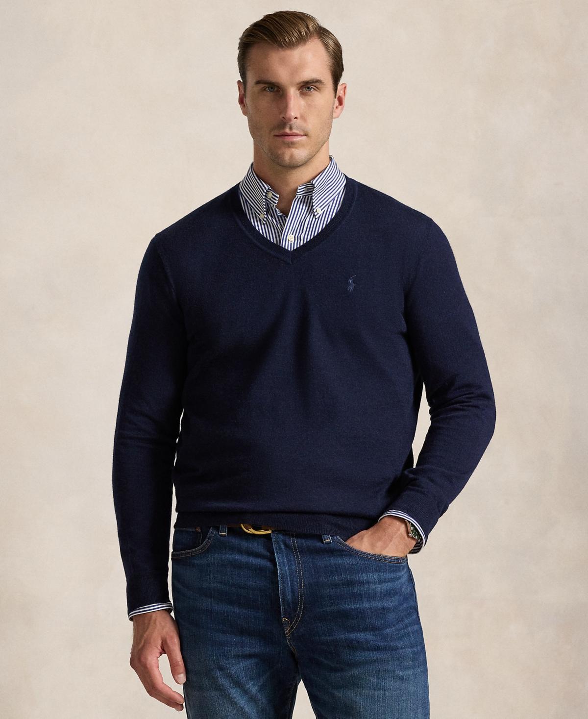 Polo Ralph Lauren Mens Big & Tall Washable Wool V-Neck Sweater Product Image