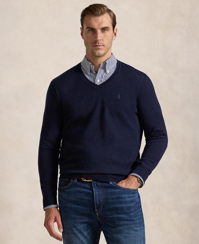 Polo Ralph Lauren Mens Big & Tall Washable Wool V-Neck Sweater Product Image