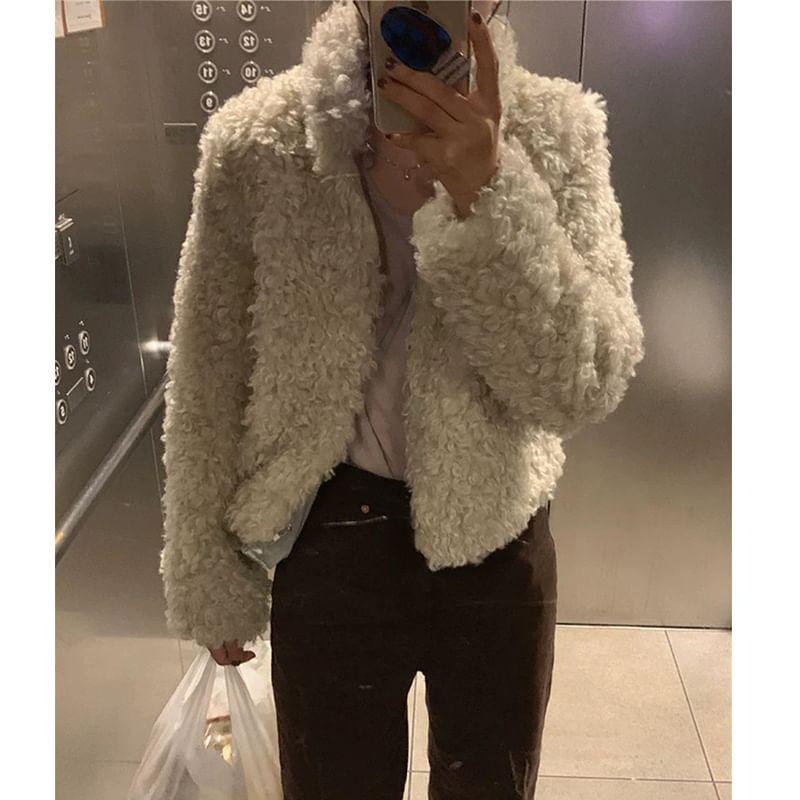 Furry Crop Zip-Up Coat Product Image