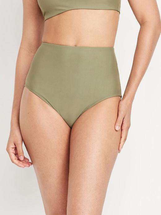 High-Waisted French-Cut Bikini Swim Bottoms Product Image