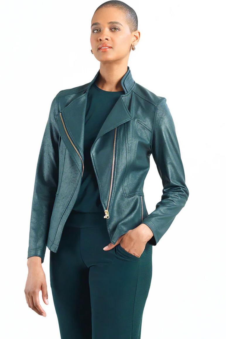 Liquid leather zip jacket product image