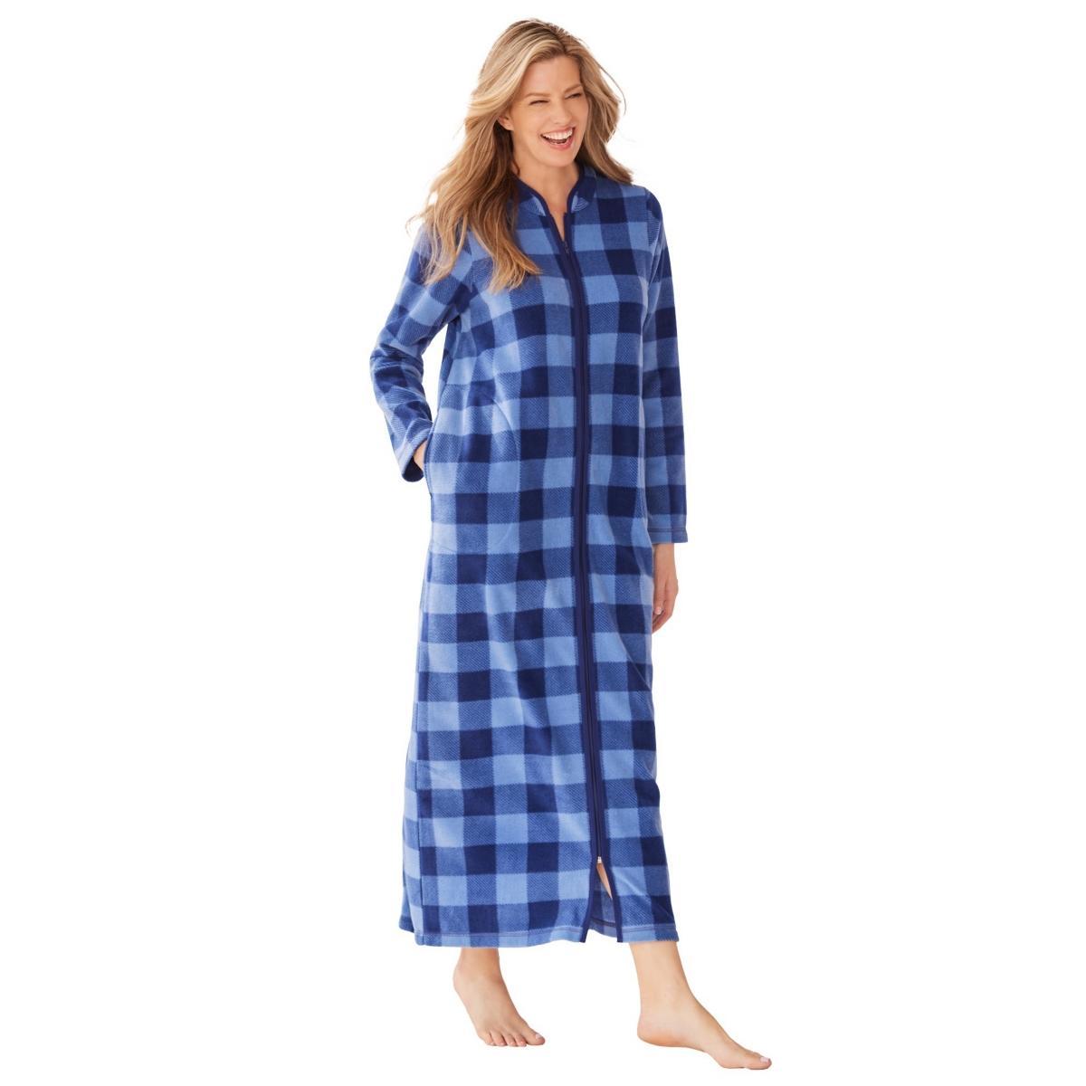 Dreams & Co. Womens Plush Zip-Front Robe Product Image