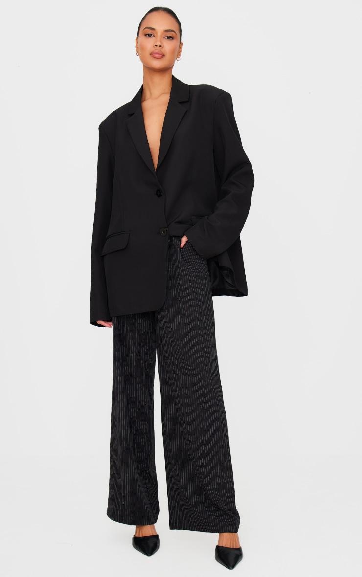 Black Hotfix Tailored Wide Leg Pants Product Image