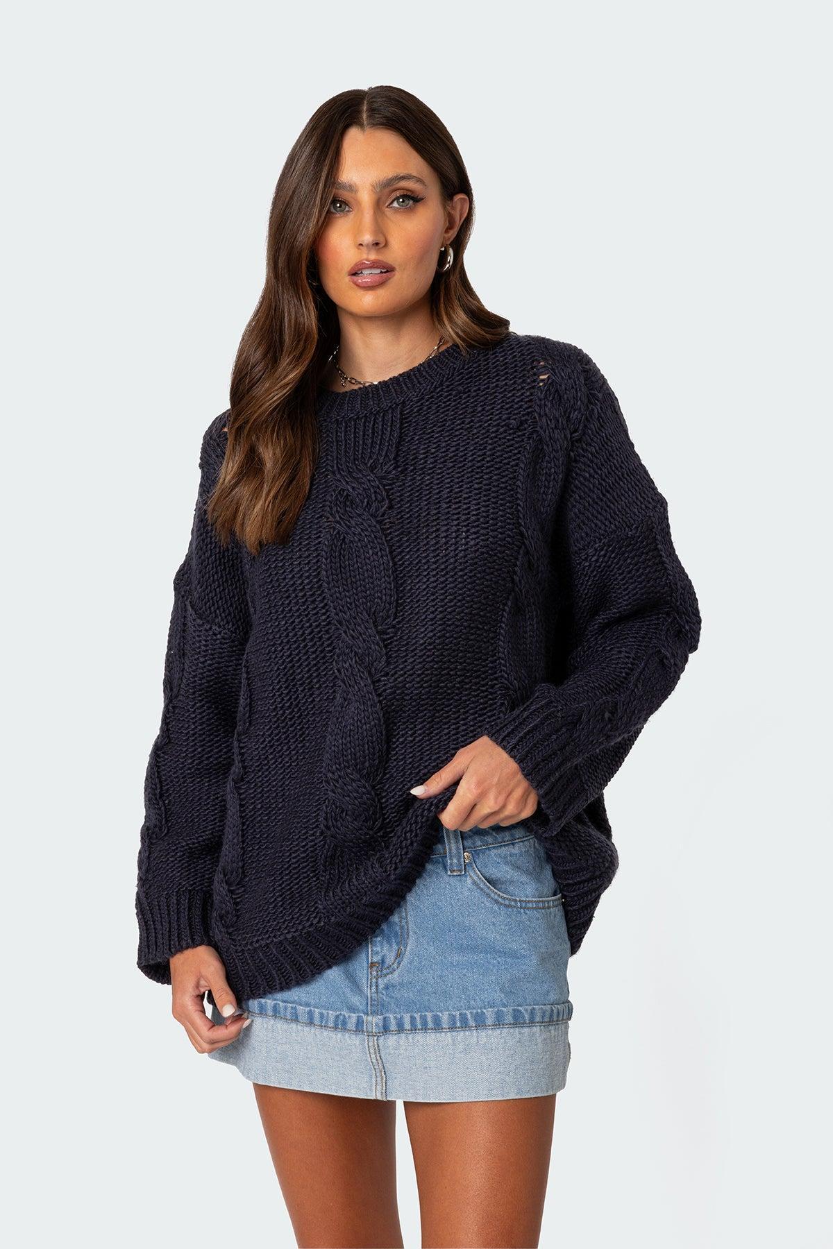 Alene Oversized Cable Knit Sweater Product Image