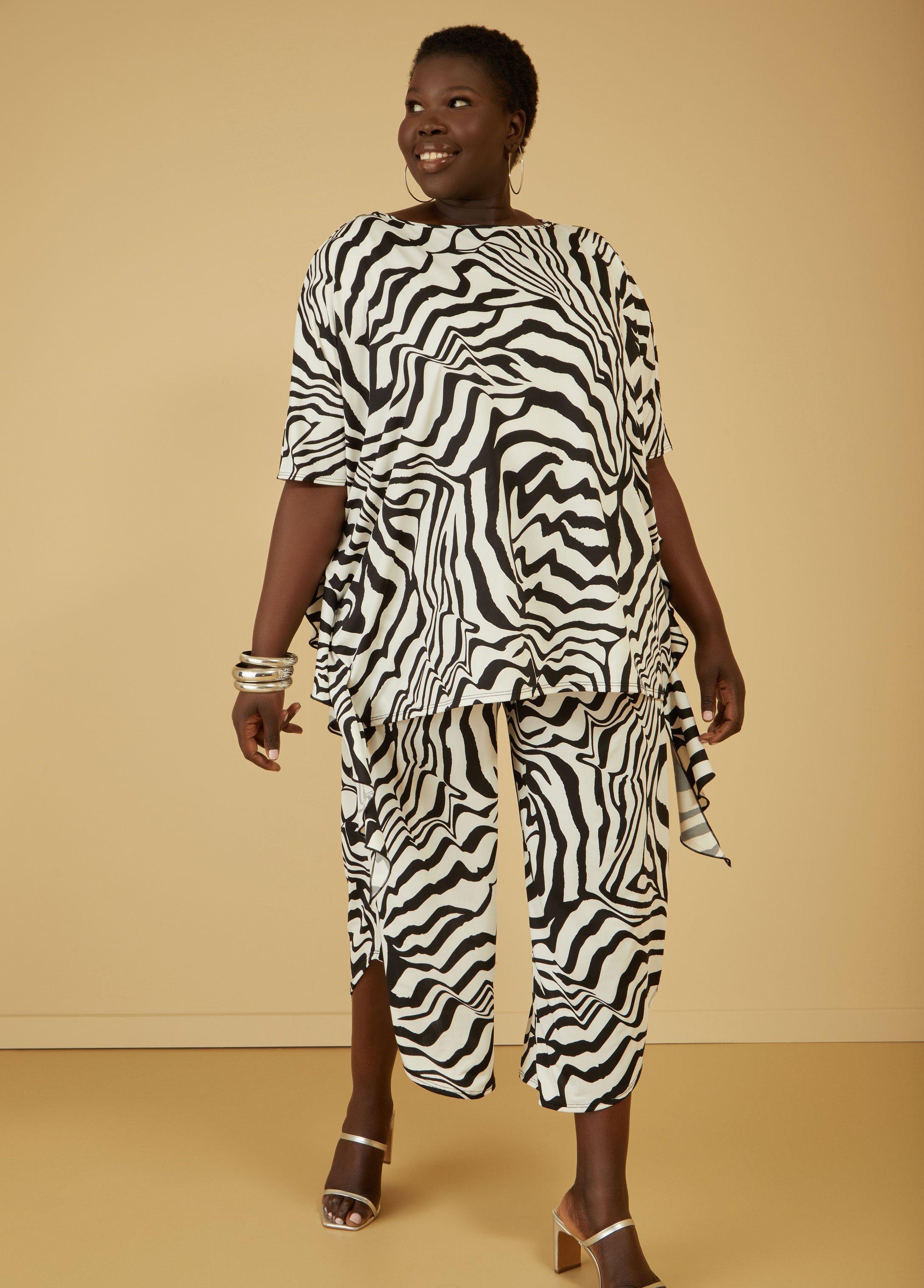 Plus Size Cropped Zebra Print Pants Ashley Stewart Product Image