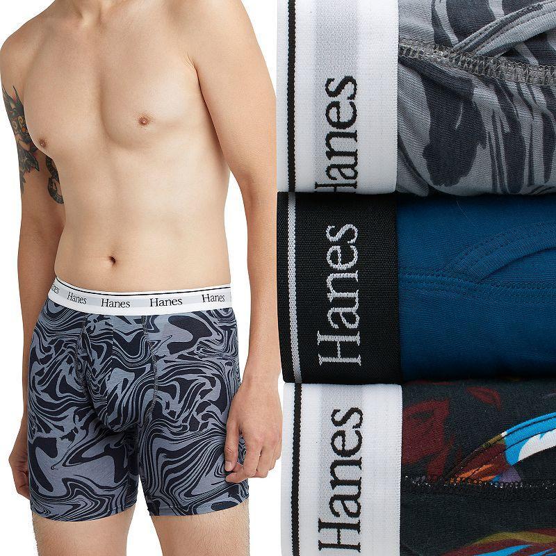 Hanes Mens Originals Ultimate 3-Pk. Modern-Fit Stretch Moisture-Wicking Boxer Briefs Product Image