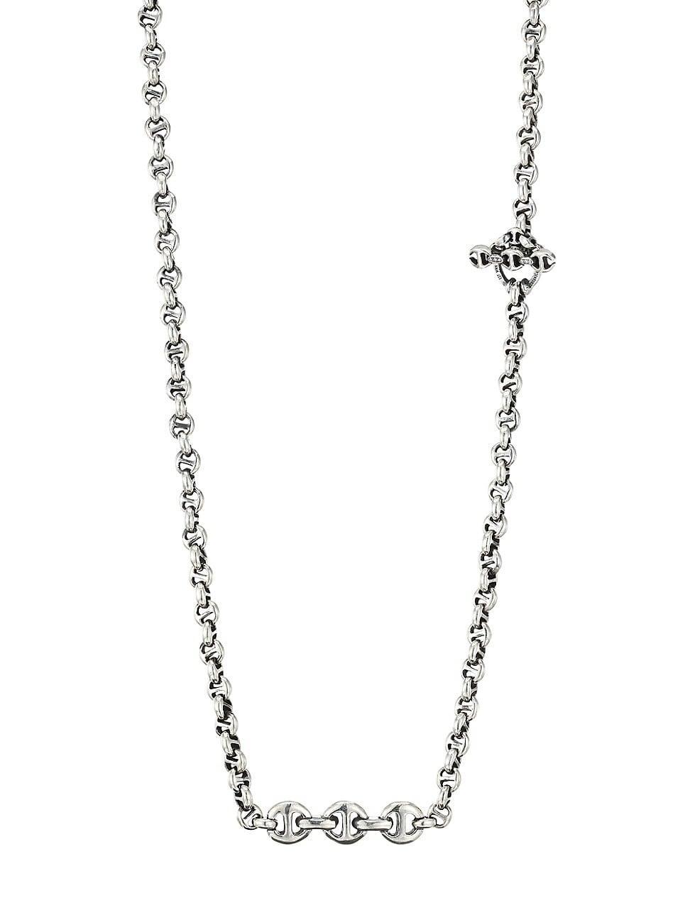 Mens Open-Link 5MM Sterling Silver & Diamond Necklace Product Image